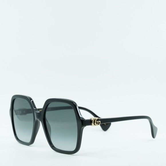 💯 NEW GUCCI GG1072SA 001 SHINY BLACK GREY GRADIENT SQUARE SUNGLASSES - Picture 2 of 11